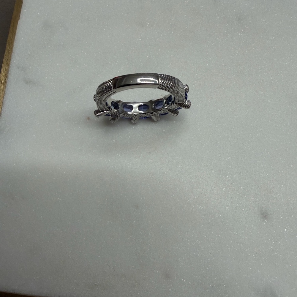 Judith Ripka Sterling Silver 5-Stone Oval Tanzanite size 6 Ring - Picture 6 of 6